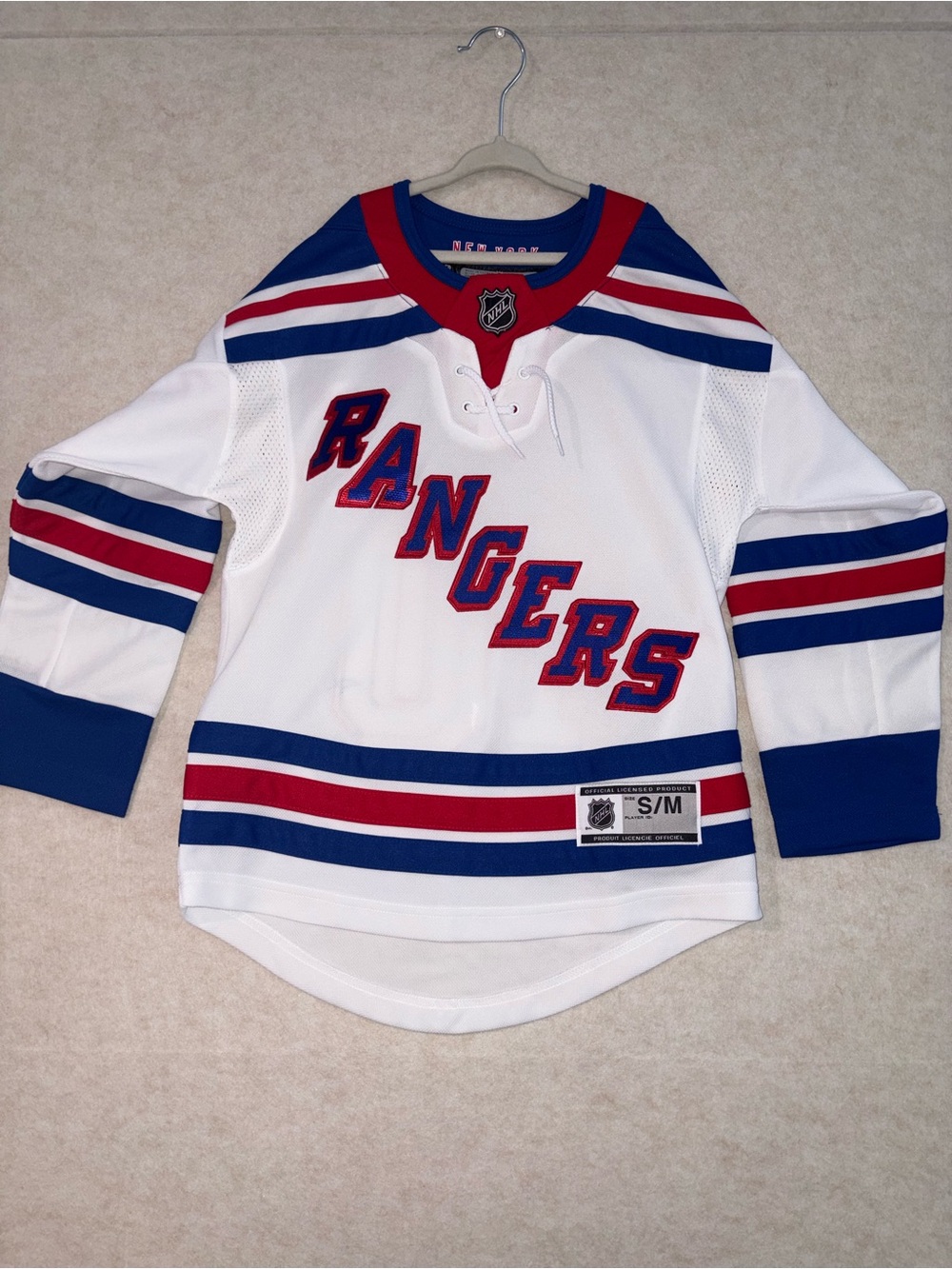 NHL New York Rangers White Blue Red Kids Hockey Jersey